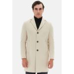 D'S Damat Regular Fit Bej Mono Yaka Kaşe Kaban Uzun Kol Erkekler İçin Şık Tasarım - 50