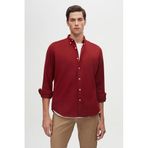Ds Damat Regular Fit Bordo Düz Kışlık Flanel Gömlek, M
