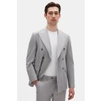 Ds Damat Regular Fit Gri Çizgili Kruvaze Takim Elbise