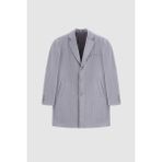 D'S Damat Regular Fit Gri Çizgili Yünlü Palto Uzun Kollu Erkek Midi Boy Kaban 1HF083220016M - 48