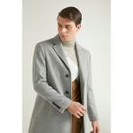 D'S Damat Regular Fit Gri Düz Palto %62 Polyester %33 Viskon %5 Elastan Erkek Günlük Kullanım İçin - 54