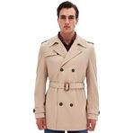 Ds Damat Regular Fit Koyu Bej Apoletli Beli Kemerli Pardösü/trenckot - 46