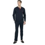 D'S Damat Regular Fit Koyu Lacivert Pamuk Pijama Takımı Erkekler İçin Rahat Tasarım - XL - Koyu - Lacivert