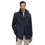 Ds Damat Regular Fit Lacivert Apoletli Beli Kemerli Pardösü/Trenckot, 52
