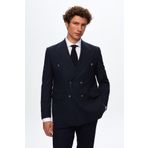 Ds Damat Regular Fit Lacivert Çizgili Kruvaze Takim Elbise