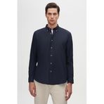 Ds Damat Regular Fit Lacivert Düz Kışlık Flanel Gömlek, L