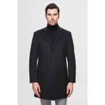 D'S Damat Regular Fit Siyah Çizgili Yünlü Palto 1HF083220016M Uzun Kol Erkek İçin Şık Tasarım - 54