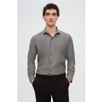 Ds Damat Slim Fit Antrasit İtalyan Yaka Armürlü Gömlek 2HF02ORT3185