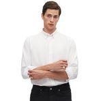 Ds Damat Slim Fit Beyaz Armürlü Düğmeli Yaka Pamuklu Gömlek, XXL