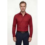 Ds Damat Slim Fit Bordo Klasik Kravatlık Uzun Kol Kolay Ütülenebilir Gömlek, M