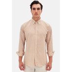 Ds Damat Slim Fit Camel Kareli Ekoseli Gömlek, XL