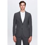Ds Damat Slim Fit Gri Düz Likralı Esnek Mono Yaka Çift Yırtmaçlı Astarlı Takim Elbise, 48