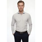 Ds Damat Slim Fit Gri Klasik Kravatlık Uzun Kol Kolay Ütülenebilir Gömlek, S