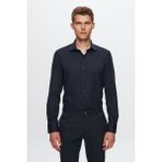 D'S Damat Slim Fit Lacivert Armürlü Gömlek Uzun Kol Düz Desenli Klasik Stil Kumaş 7HF02ORT02100 - XL