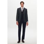 Ds Damat Slim Fit Lacivert Armürlü Takim Elbise Kombinli