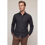 Ds Damat Slim Fit Lacivert Klasik Kravatlık Uzun Kol Kolay Ütülenebilir Gömlek, M