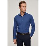 Ds Damat Slim Fit Lacivert Klasik Kravatlık Uzun Kol Kolay Ütülenebilir Gömlek, XL