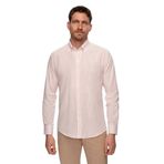 Ds Damat Slim Fit Pembe Keten Görünümlü Gömlek, XXL