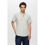 Ds Damat Slim Fit Yeşil Gofre Kısa Kollu Gömlek, M