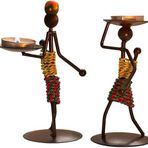 DS HEDİYELİK TOPTAN Afrikalı Kadın Tasarımlı Tealight Metal Mumluk Dekoratif Şık Hediyelik