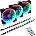 DS leddess 120 MM Halka RGB Kasa Fanları, PC Kasaları için Kontrolörlü, Bilgisayar Kasası ATX Full Tower, Orta Kule (LED Fanlar 3 Paket Kiti, 2 Paket LED Şerit, 1. Nesil Hub Kutusu, A Serisi)
