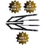 DS Yapı Baza Makası ve Pistonu Yatak Baza Menteşesi Açılır Pistonlu MAKAS(TAKIM)(750N Piston)(Tek Kişilik) - 2 TAKIM - Siyah