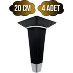 DS Yapı Irem Siyah Krom 20CM Plastik Ayak Mobilya Masa ve Dolap AYAĞI(20CM)(SİYAH - Krom) - 20cm - 4 ADET