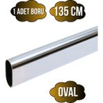 DS Yapı Metal Krom Oval Askı Borusu Mobilya Askı BORUSU(METAL)(KROM)(OVAL)(EN:15MM BOY:30MM) - 135cm