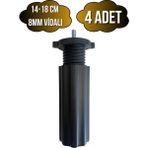 DS Yapı Siyah 14-18CM Ayarlı Plastik Orta Ayak Mobilya Masa ve Dolap AYAĞI(14-18CM)(SİYAH)(8MM Vidalı) - 14-18cm - 4 ADET