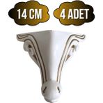 DS Yapı Sultan Lükens Desenli 14CM Plastik Ayak Mobilya Masa ve Dolap AYAĞI(14CM)(BEYAZ Altın Varak) - 14cm - 4 ADET