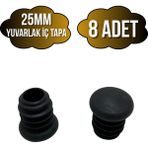 DS Yapı Yuvarlak Demir Profil Iç Tapa Geçme Plastik Ayak Geçme Koruma PLASTIĞI(25MM)(SİYAH) - Siyah - SİYAH - 8 ADET