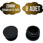 DS Yapı Yuvarlak Demir Profil Iç Tapa Geçme Plastik Ayak Geçme Koruma PLASTIĞI(28MM)(SİYAH) - Siyah - SİYAH - 8 ADET