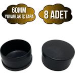 DS Yapı Yuvarlak Demir Profil Iç Tapa Geçme Plastik Ayak Geçme Koruma PLASTIĞI(60MM)(SİYAH) - Siyah - SİYAH - 8 ADET