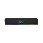 DS103 RGB Bluetooth Stereo Radyo 75Db + Saat/Alarm Aux, Flash Bellek, SD Kart 3D Surround Ses , Ev, , Sinema Seyahat 10W Kompakt 41,5 x 7 x 6 cm Soundbar Işıklı Speaker