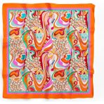 Dscarf Kadın Fular %100 Polyester, Turuncu Renk, Canlı Desen, Yumuşak Dokulu Şal - Farklı Aksesuarlarla Kolayca Kombinlenebilir