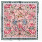 Dscarf Kadın Şal %100 Polyester Mavi Çiçek Desenli Hafif ve Yumuşak Kumaş Günlük Kullanım - Pembe