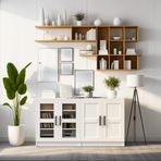 DSD204K-Beyaz 4 Kapaklı Camlı Dosya Dolabı