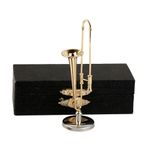 Dselvgvu Stantlı ve Kılıflı Bakır Minyatür Trombon Mini Müzik Enstrümanı Minyatür Bebek Evi Modeli Mini Trombon Ev Dekorasyonu … (8,8 x 1,9 cm)