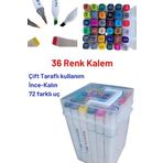 DSH Doğal Seramik Hamuru 36 Renk Keçeli Kalem, Çift Taraflı Marker Kalem, Kalın Ince Uçlu Ispirto Kalemi, Fosfor Kalemi karışık