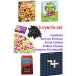 DSH Doğal Seramik Hamuru 5li Yılbaşı Oyun Seti- Tombala, Kelime Oyunu, Emoji Memory, Domino Matematik. Tonbala