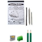 DSH Doğal Seramik Hamuru Eskiz Seti, Eskiz Başlangıç Seti, Defter, Kömür Kalemi, Pastel Dağıtıcı, Hamur Silgi.. beyaz