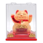dsheng Güneş Enerjili Şanslı Kedi, Güneş Sallayan Kol İyi Şans Kedi Masaüstü Fengshui Dekoru Karşılama Maneki Neko Kapaklı, Nimet Için Zengin Çağıran Süsleme (YELLOW)