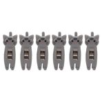 dsheng Kedi Aperatif Klipleri Şeritler Kolu Bahar Belge Ev Depolama Klasörü 6 Adet Sızdırmazlık Klipsi Küçük Masa Aperatif Çanta Metal Kelepçeler (GRAY)
