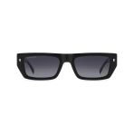 Dsquared2 Erkek Güneş Gözlüğü - Dikdörtgen Siyah Kemik Çerçeve Koyu Gri Uv400 Cam %100 Uv Koruma Icon 0011/S 807 54