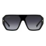 Dsquared2 Erkek Güneş Gözlüğü - Geometrik Siyah Kemik Çerçeve Koyu Gri Aynalı Degrade Uv400 Cam %100 Uv Koruma D2 0128/S