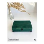 DSYapıAksesuar Doğal Ahşap Takı Kutusu Ahşap Saklama Kutusu(YEŞİL)(BEYAZ ÇAM)(BOY:20CM EN:12CM YÜK:6,5CM)