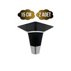 DSYapıAksesuar İrem Siyah Krom 15cm Plastik Ayak Mobilya Masa ve Dolap Ayağı(SİYAH KROM)(15CM)(2 ADET)