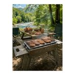 DT DEFNE TASARIM Katlanır Mangal Sehpalı Ayaklı Galvaniz Mangal 50x30 cm Krom Izgaralı