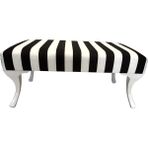 Dtm Home Siyah Beyaz Çizgili Bench Puf - Siyah - Beyaz