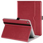 DTTO iPad Mini 1 2 3 Kılıf, Çok Açılı Görüntüleme ve Otomatik Uyandırma - Uyku İşlevine Sahip Premium Deri Folyo Stand Kapak Kılıfı, Apple iPad Mini 1/Mini 2/Mini 3 için Ön Cep - Bordo Kırmızı
